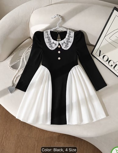 Abito bambina bianco - , nero