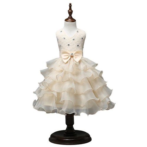 Bambina abito strati crema - bambina,